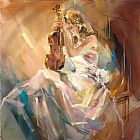 Anna Razumovskaya Canvas Paintings - Romance with a Violin